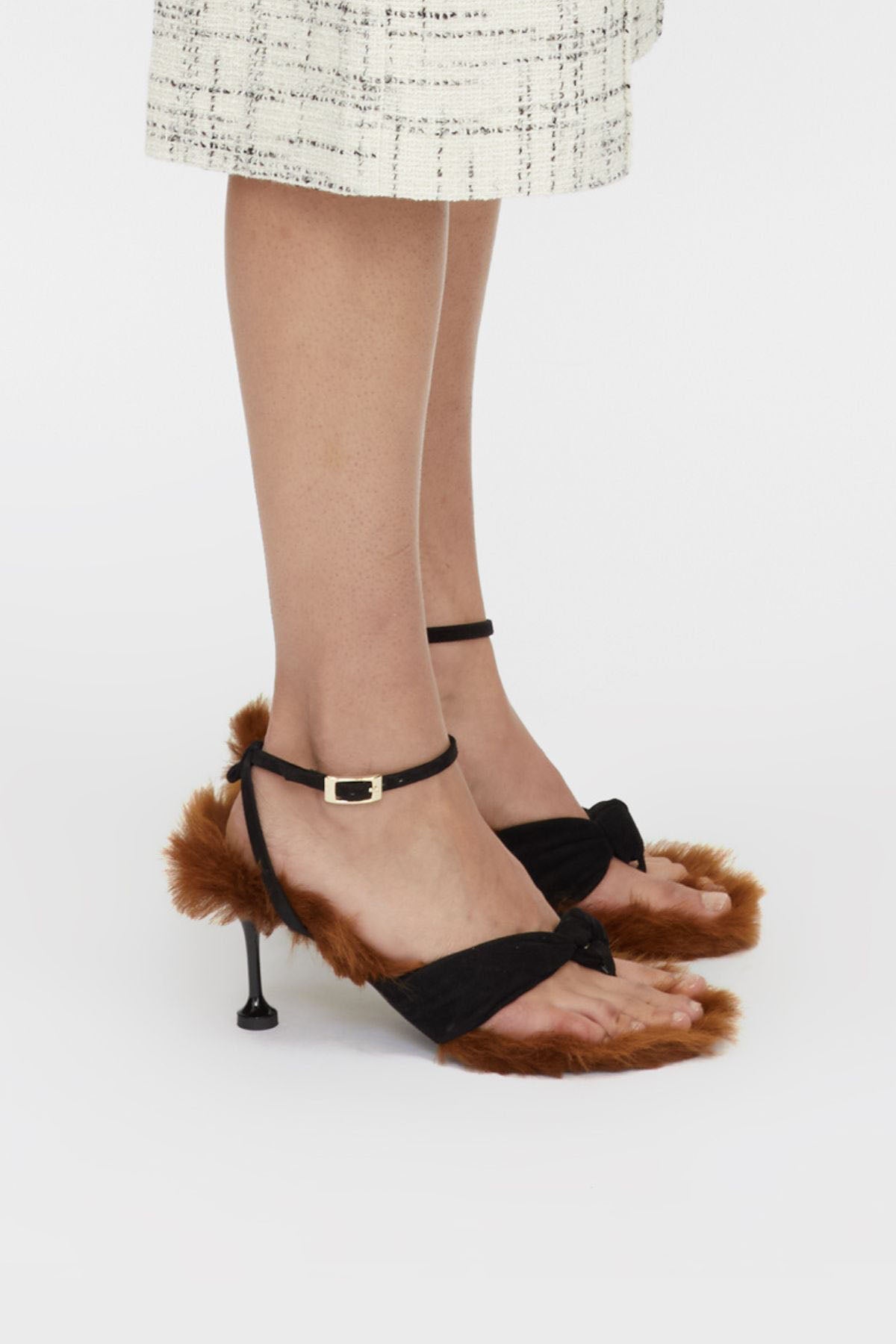 Daria Heeled Furry Sandal