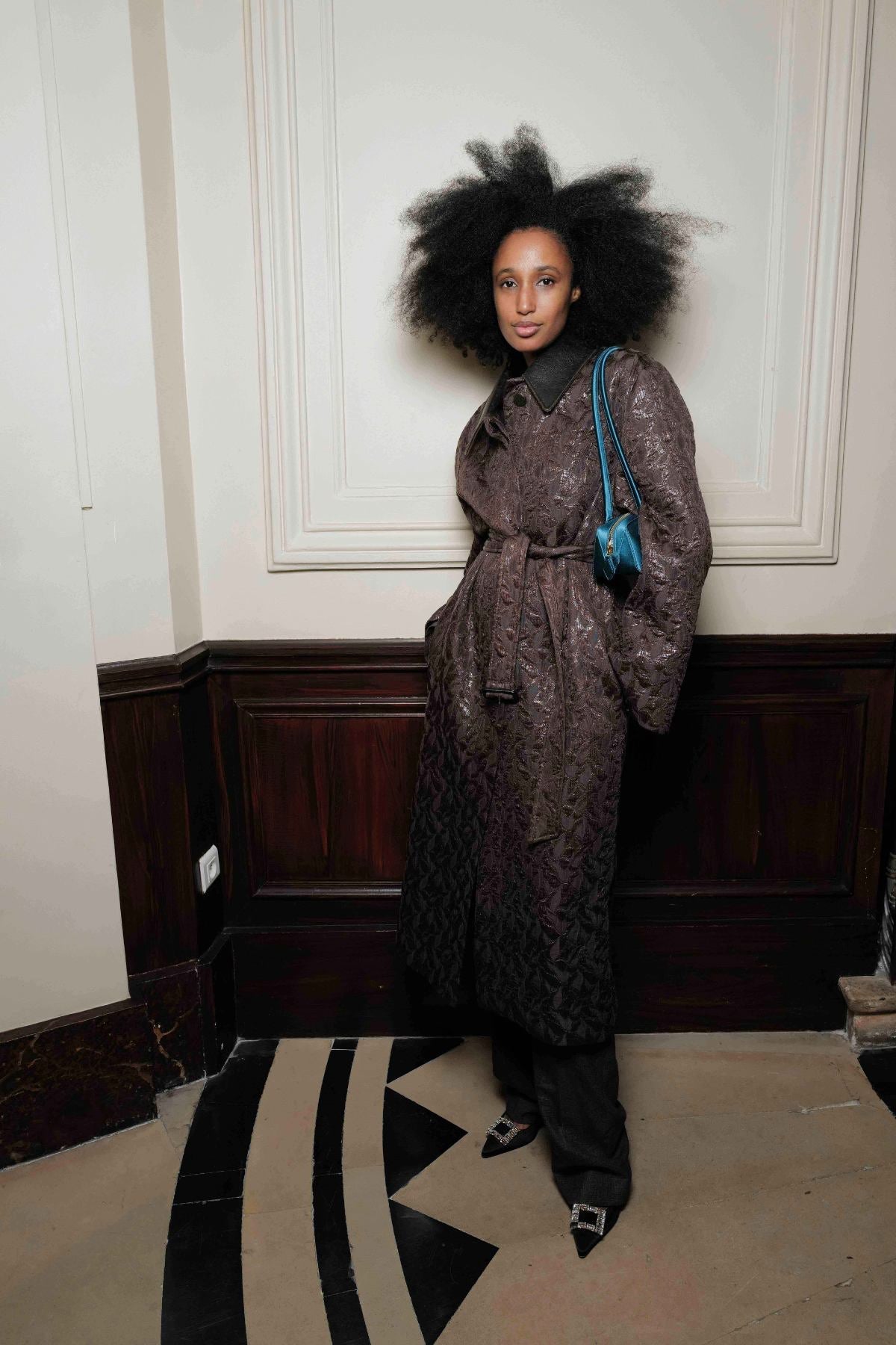 Rennick Oversized Coat - CAMILLA AND MARC full-length Rennick Oversized Coat in chocolate brown with contrast leather collar