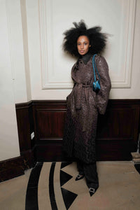 Rennick Oversized Coat - CAMILLA AND MARC full-length Rennick Oversized Coat in chocolate brown with contrast leather collar