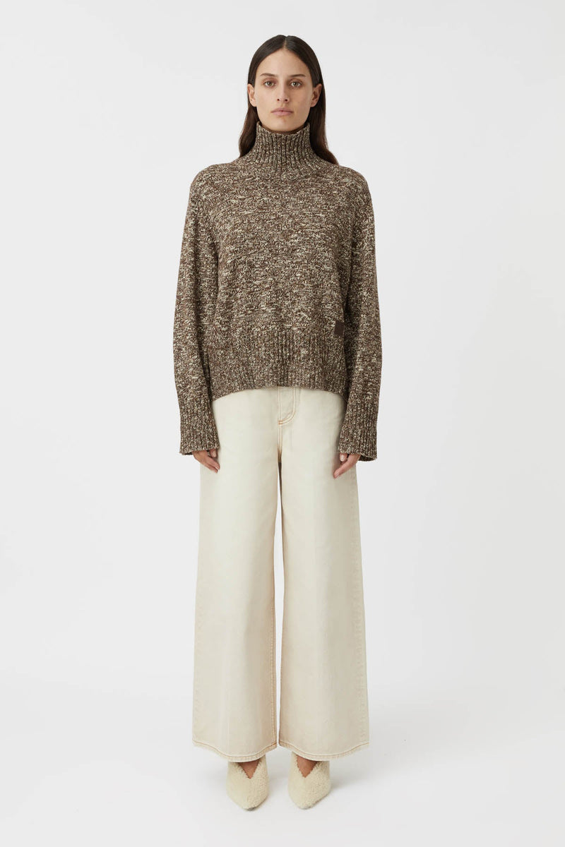 Caro Knit Turtleneck in Chocolate Tweed - CAMILLA AND MARC® C&M