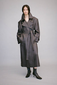 Front view CAMILLA AND MARC Alpine Textured Coat in Black styled with the Hudson Mid Boot.