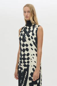 Cropped view CAMILLA AND MARC Asper Maxi Dress in Navy Print with a sleeveless column silhouette.
