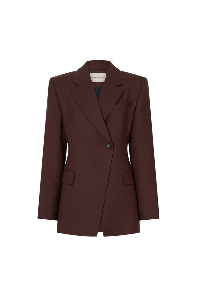 Aster Fitted Wool Blazer in Almandine Brown CAMILLA AND MARC® C&M
