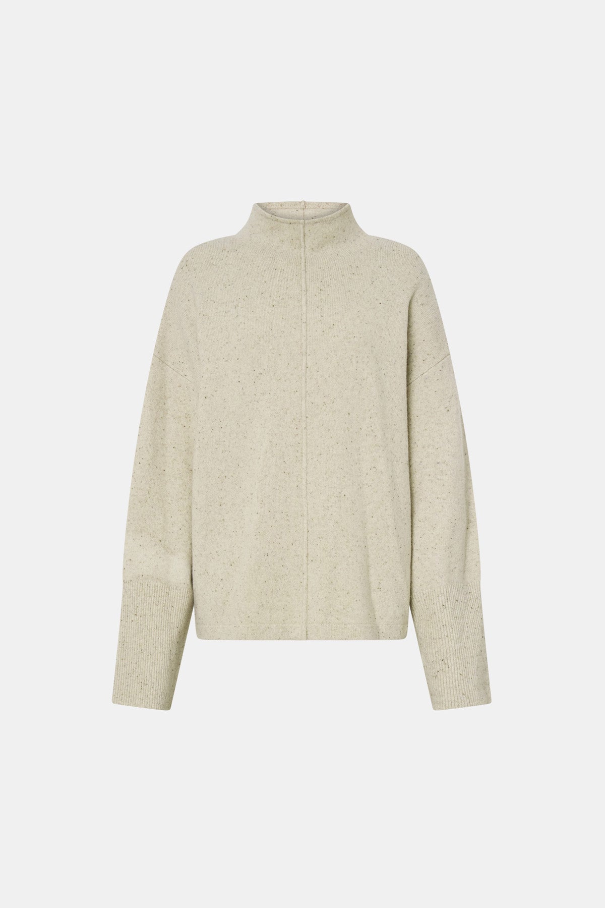 Ghost View CAMILLA AND MARC Atkinson Knit Sweater in ashen white with fitted turtleneck and oversized fit.