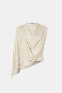 Ghost view CAMILLA AND MARC Avis Drape Top in cream with asymmetric drape and cowl neckline.