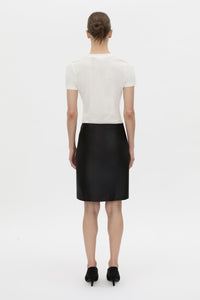 Back view CAMILLA AND MARC Birdie Fitted Print Tee in soft white with red embroidered motif detail.
