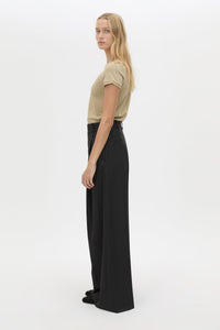Side view CAMILLA AND MARC Bonnie fitted graphic baby tee in birch with centre front printed contrast artwork. 