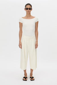 Front view CAMILLA AND MARC Cali Off The Shoulder Bodysuit in soft white.