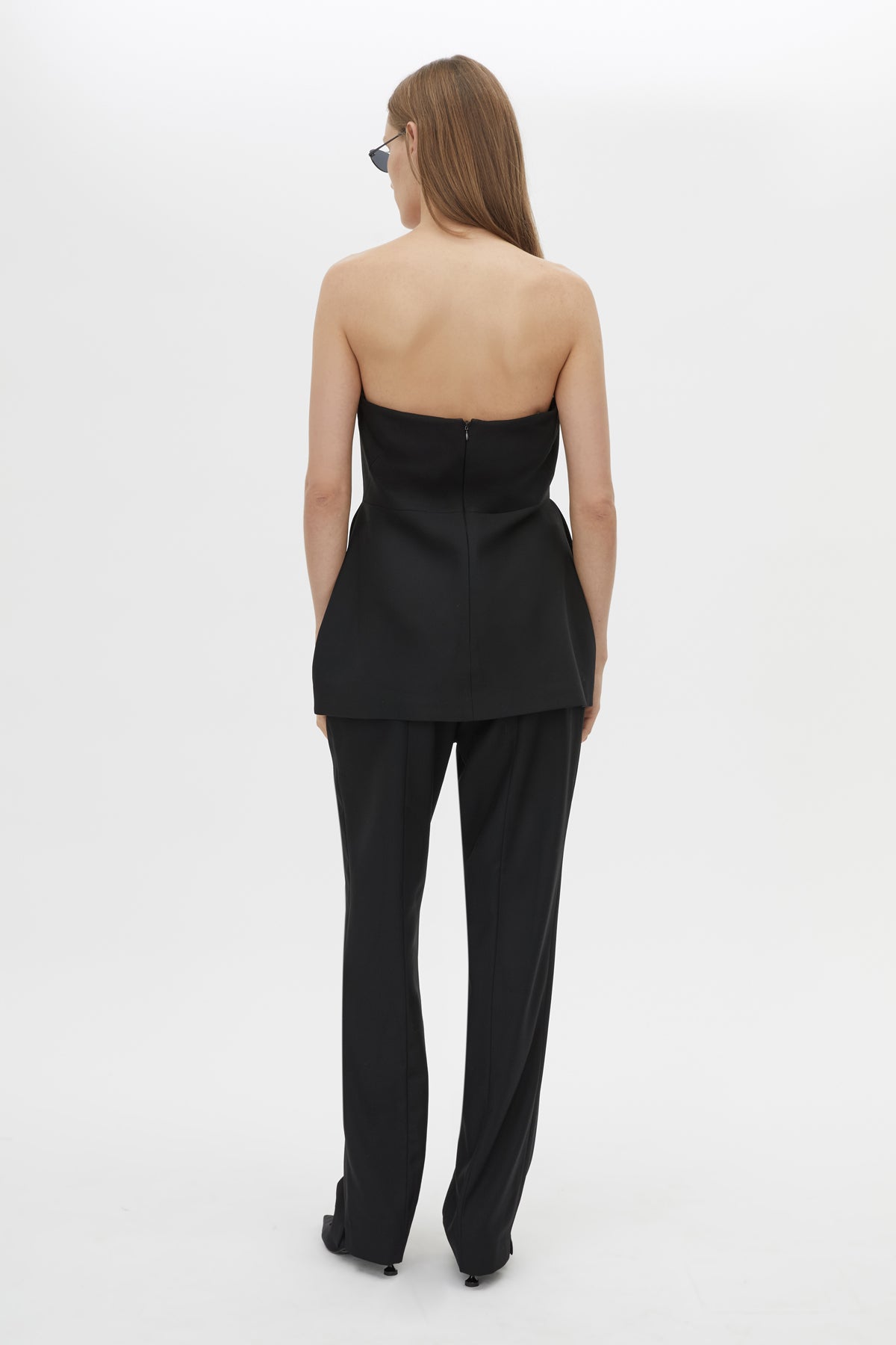 Back view CAMILLA AND MARC Cassie Crop Pant in Black with a slim tailored fit and cropped length.