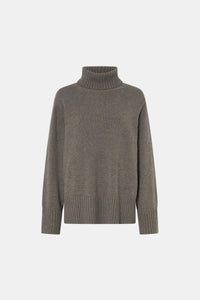 Ghost view CAMILLA AND MARC Crawford Knit Roll Neck Sweater in Grey with wool knit finish and roll‑neck silhouette.
