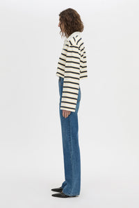 Liat Stripe Crop Polo Top