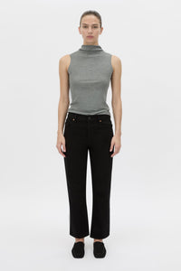 Front view CAMILLA AND MARC fitted Dakota Sleeveless High Neck Top in grey marle.