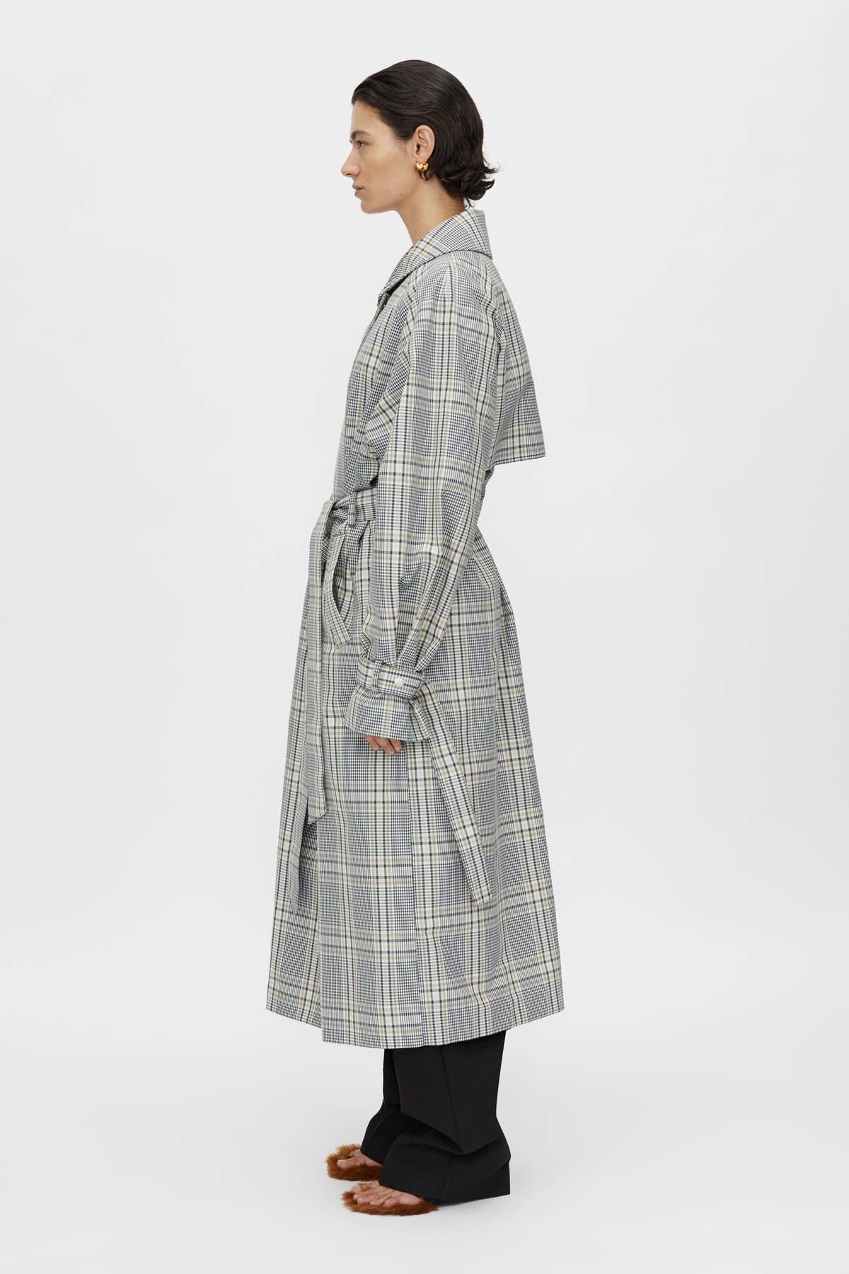 Delta Plaid Trench