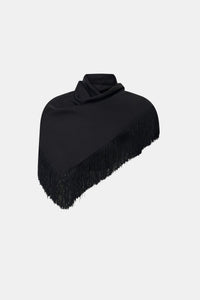 Ghost view CAMILLA AND MARC Dune Scarf Top in Cream with fringe hem, and corner loops for versatile wear.