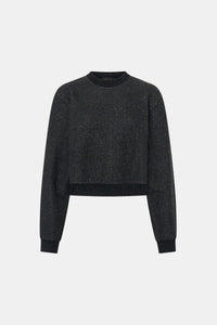Ghost view CAMILLA AND MARC Everett Sweater in Black with cropped speckled fleece and relaxed turtle‑neck silhouette.  