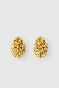 Front ghost view CAMILLA AND MARC Friesian Earrings with worn look 18k gold plating. 