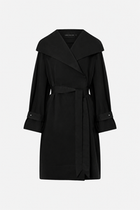 Ghost view CAMILLA AND MARC oversized Gia Funnel Neck Coat in black with concealed double‑breasted front with internal snaps.