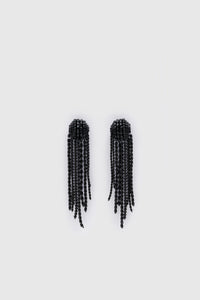 Ghost view CAMILLA AND MARC Irida Drop Earrings in black with glossy beaded drop design.