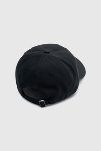 Back view CAMILLA AND MARC Isolde Embroidered Logo Cap in Black and White with front embroidered artwork.