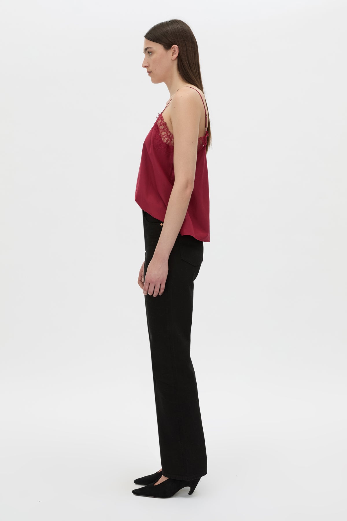 Side view CAMILLA AND MARC Lira cami in raspberry pink.