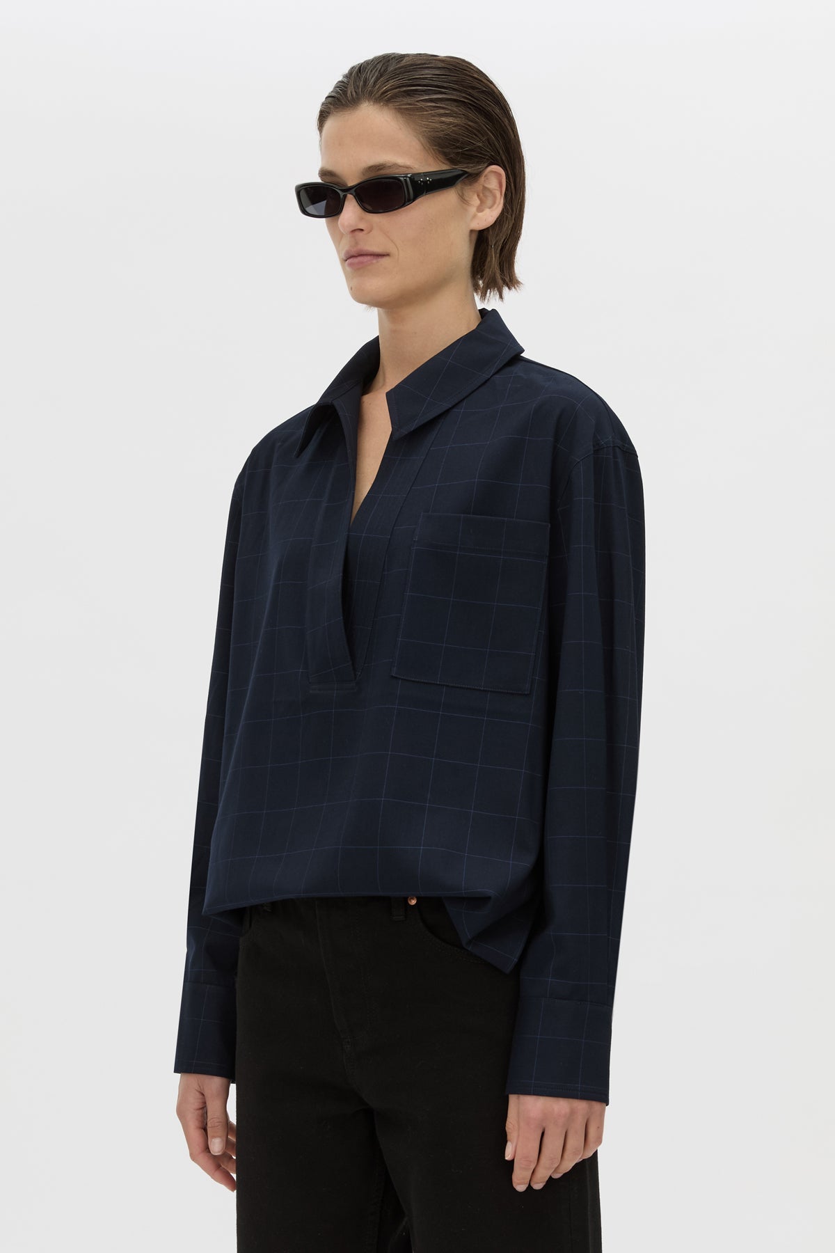 Lourdes Check Half Placket Shirt