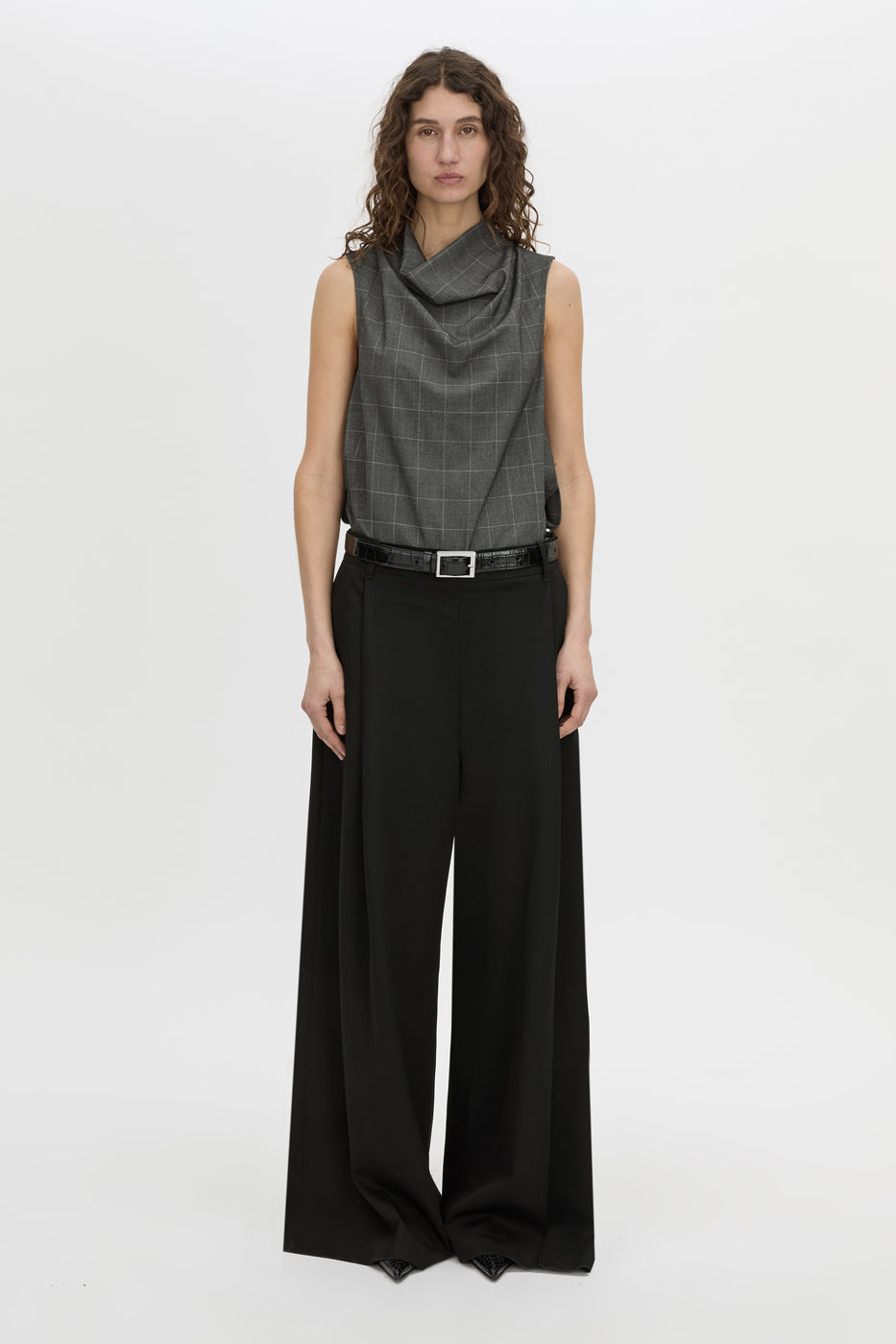 Lourdes Check Shell Top