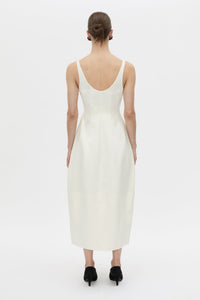 Back view CAMILLA AND MARC Mala midi dress in cream.