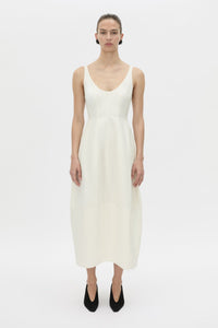 Front-styled view CAMILLA AND MARC Mala midi dress in cream.