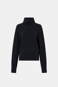 Ghost view CAMILLA AND MARC Margot Turtleneck Knit Sweater in Charcoal Grey with ribbed collar and hems.