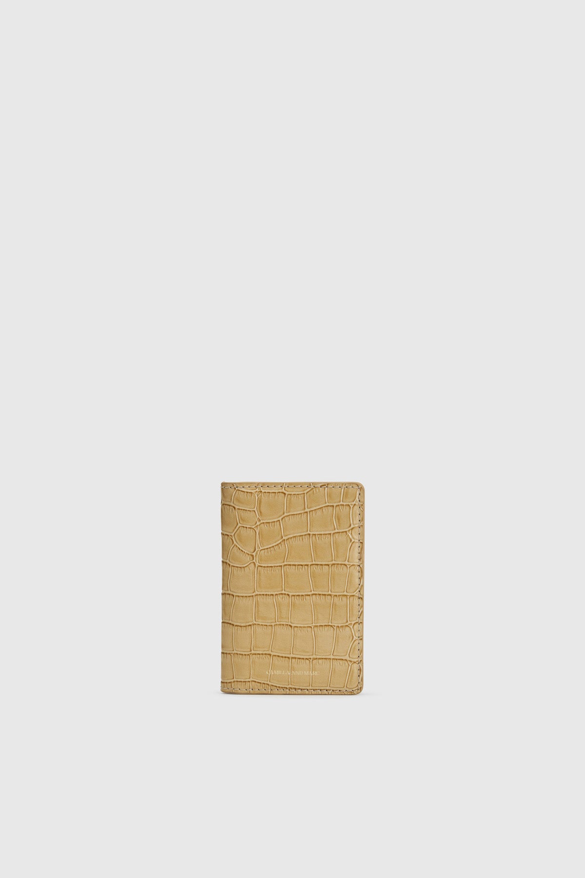 Ghost view CAMILLA AND MARC Mette Croc Card Wallet in mustard croc‑embossed leather.