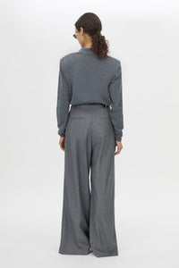Back view CAMILLA AND MARC Meyer Wide Leg Pant in Charcoal Grey with front pleats.