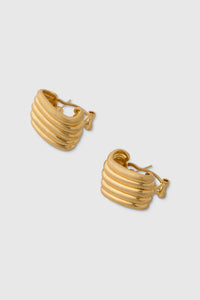 Ghost Three-quarter view CAMILLA AND MARC Odin Stud Earrings 18k gold plated geometric studs.