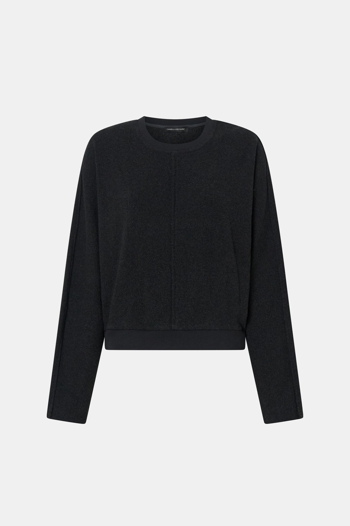 Ghost view CAMILLA AND MARC Pace Sweater in Charcoal Grey with crew neck and soft fleece finish.  