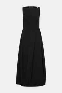 Ghost view CAMILLA AND MARC Paulena Maxi Dress in black with cocoon shaping and a straight neckline.