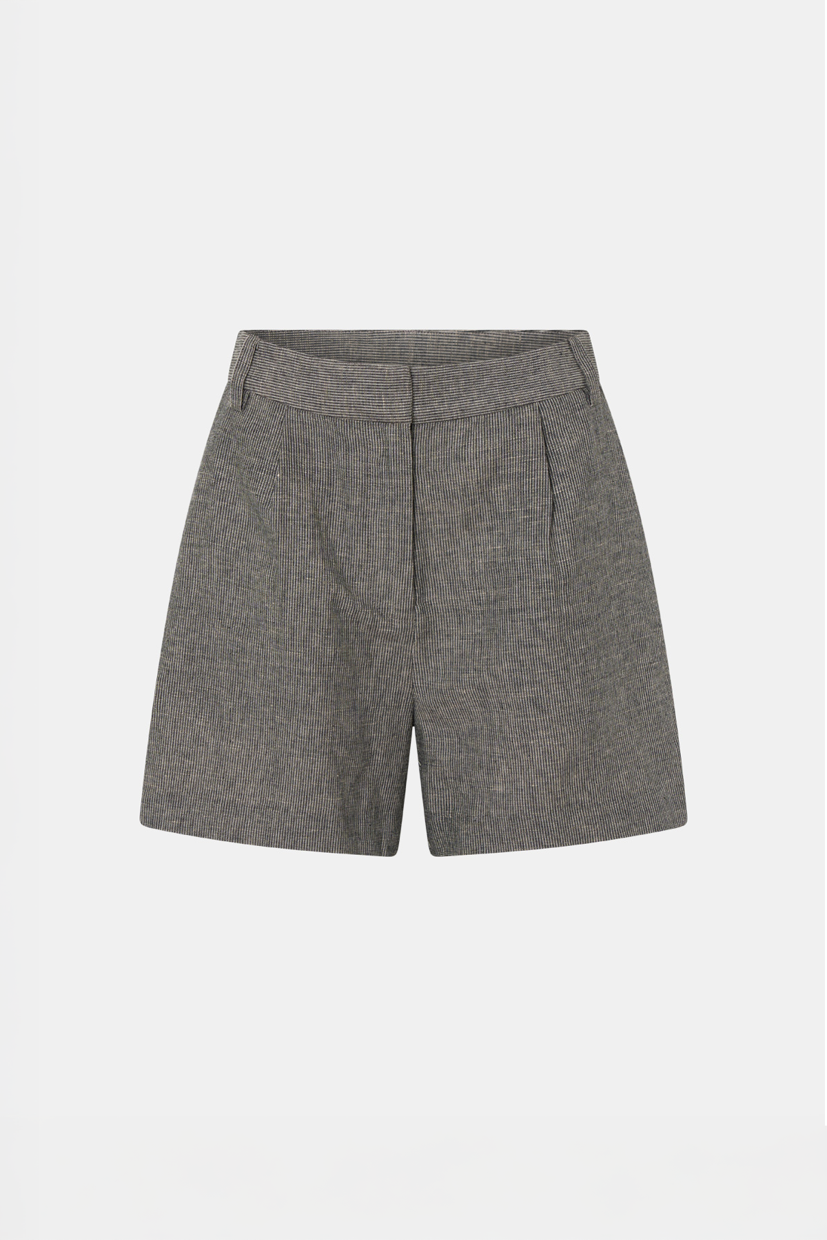 Ghost view CAMILLA AND MARC mid-rise Phostre Tailored Mini Short in black and white stripe with a fixed waistband.
