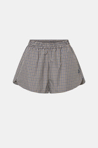 Ghost view CAMILLA AND MARC Pierce check elasticated mid-rise short in birch check with inseam pockets.