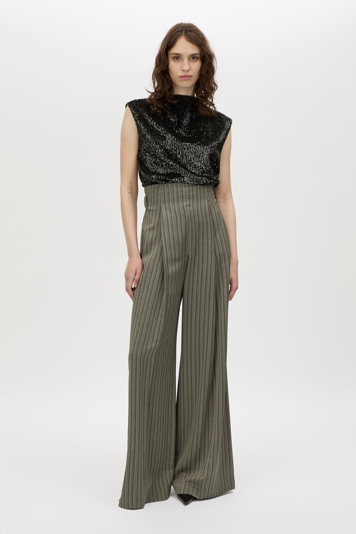 Front view CAMILLA AND MARC Sabel Top in Black styled with the Mina Pant.