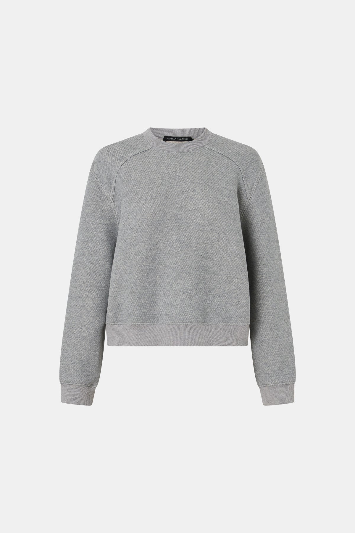 Ghost View - CAMILLA AND MARC Savannah Crew Neck Tracksuit Top in grey marle fleece. 