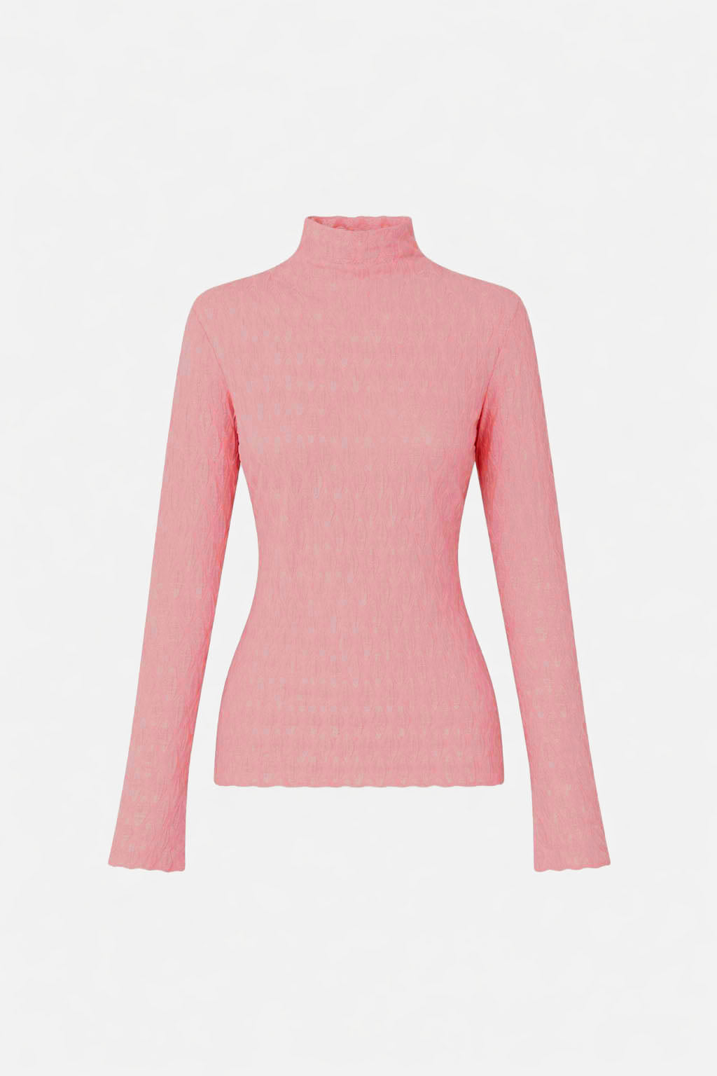 Ghost view CAMILLA AND MARC Sissil Top in Powder Pink jersey with long sleeves and funnel neck.