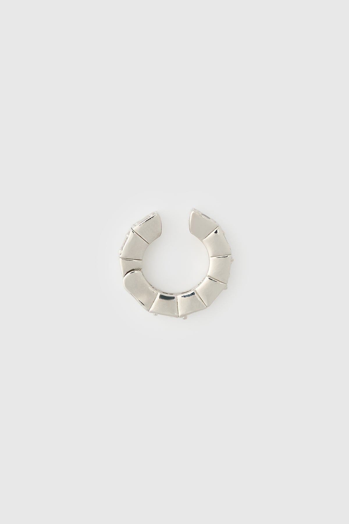 Top view CAMILLA AND MARC Sloane Ear Cuff in Silver rhodium plating.