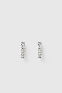 Front ghost view CAMILLA AND MARC Sloane Huggies in Silver rhodium plating.