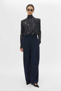 Front view CAMILLA AND MARC Talice Bodysuit in Printed Black with a high fitted neckline.
