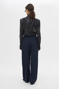 Back view CAMILLA AND MARC Talice Bodysuit in Printed Black with a high fitted neckline.