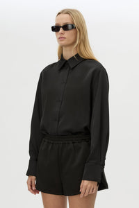 Cropped view CAMILLA AND MARC Tamar Mini Short in Black with relaxed fit and elasticated waistband.