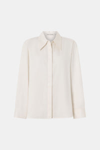Ghost view CAMILLA AND MARC adjustable Tarn Fitted Long Sleeve Shirt in cream with removable shoulder pads.