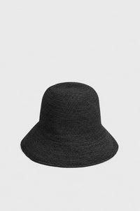 Ghost view CAMILLA AND MARC Xanthi Hat in black handwoven raffia.