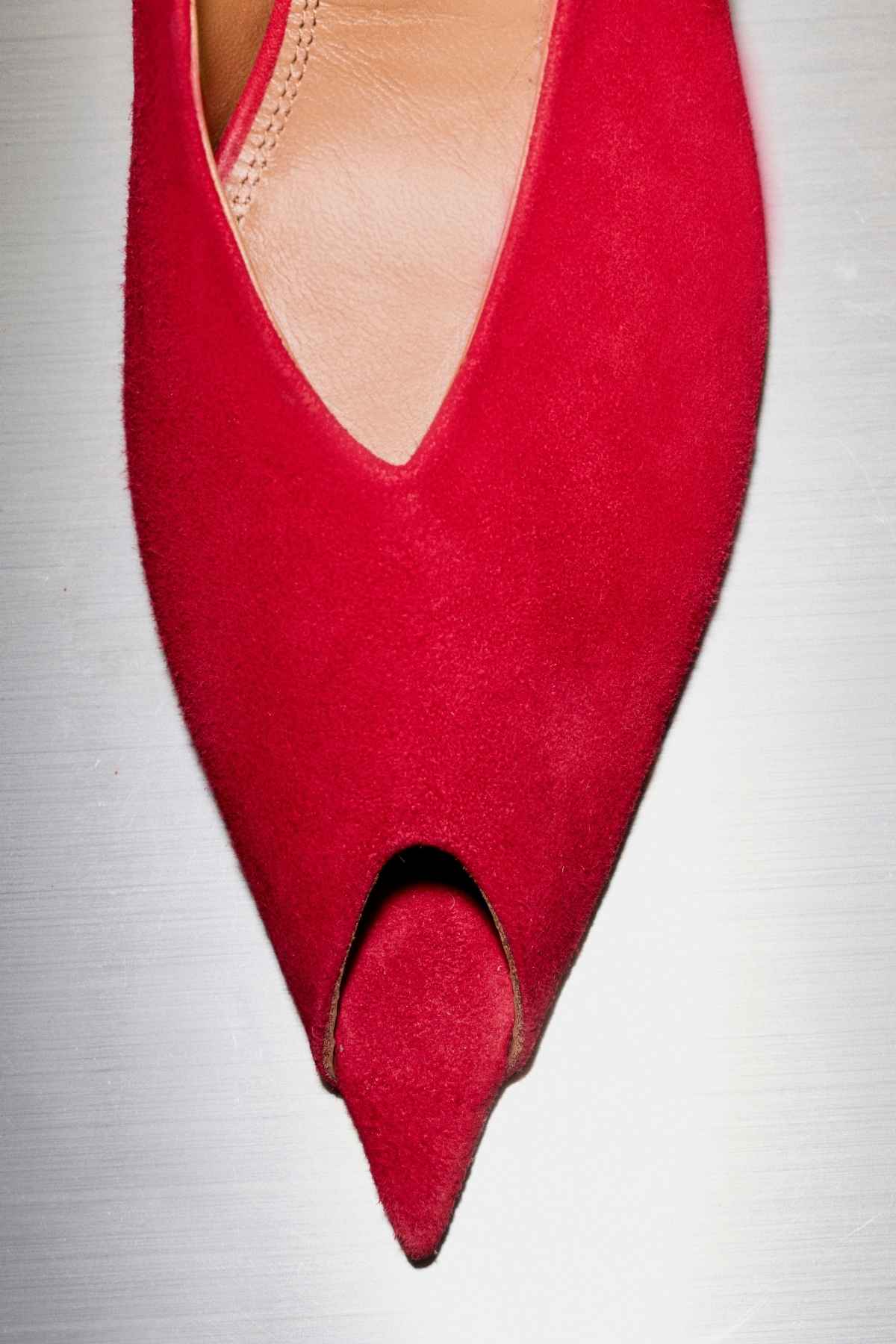 Rhys Suede Peep Toe Pump