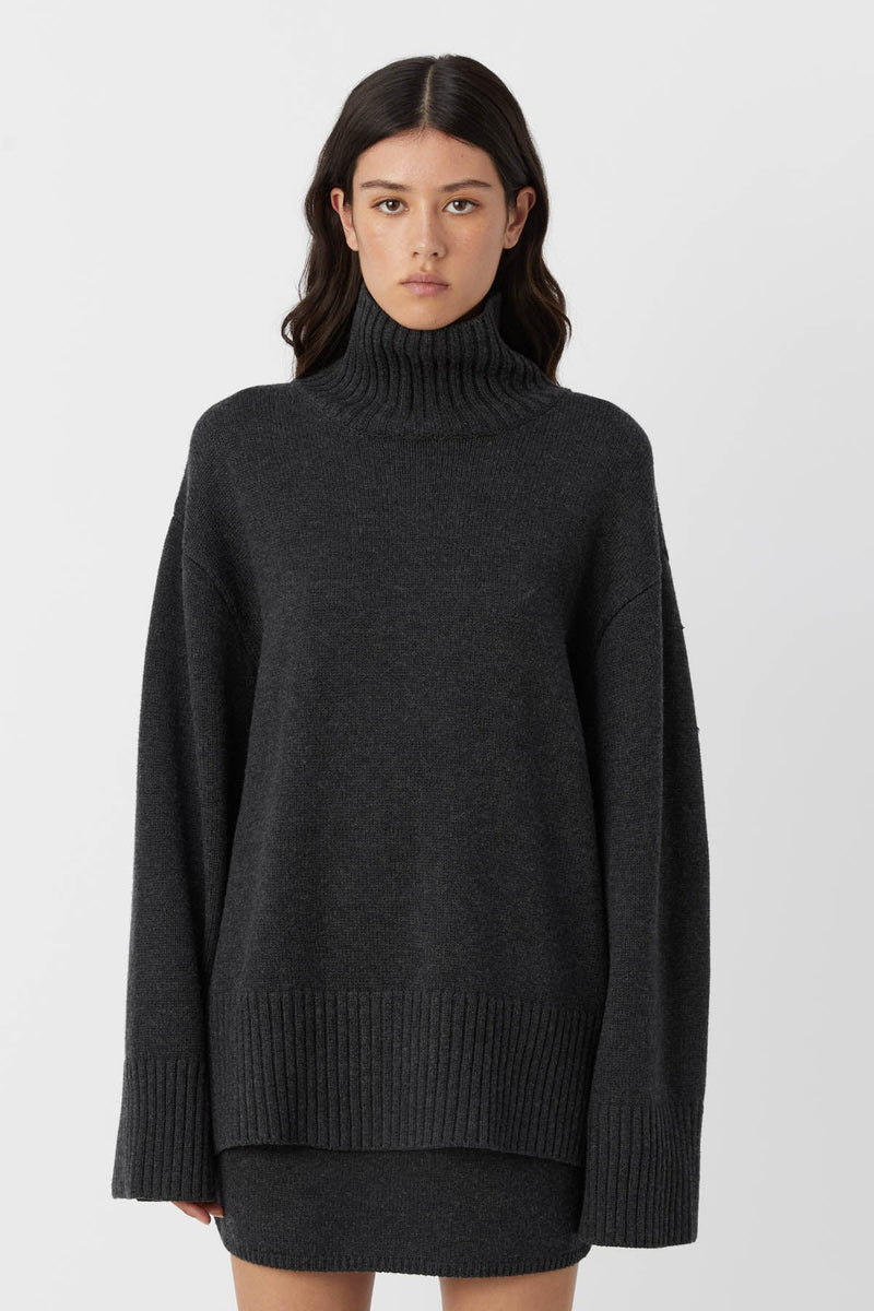 Romeo Merino Wool Sweater in Charcoal - CAMILLA AND MARC® C&M